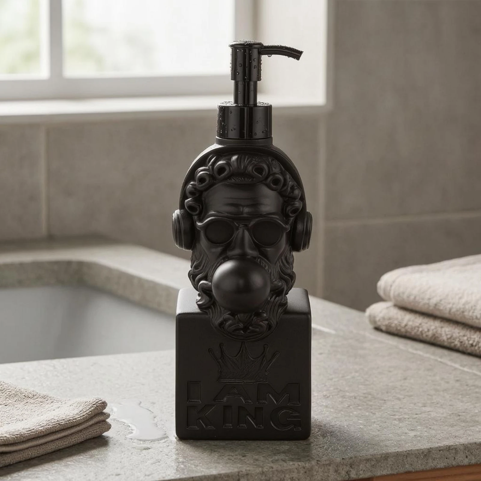 Hip-Hop King Dispenser Raised Design Sculptural Pump Dispenser Decorative Item Embossed
Hip-Hop King Dispenser Raised Design Sculptural Pump Dispenser Decorative Item Embossed