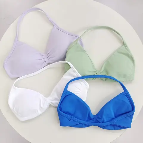 Women's High-Support Lace-Up Sports Bra - Thin-Strap Camisole, Seamless, Tight-Fit for Push-Up Training & Yoga, Gym Top