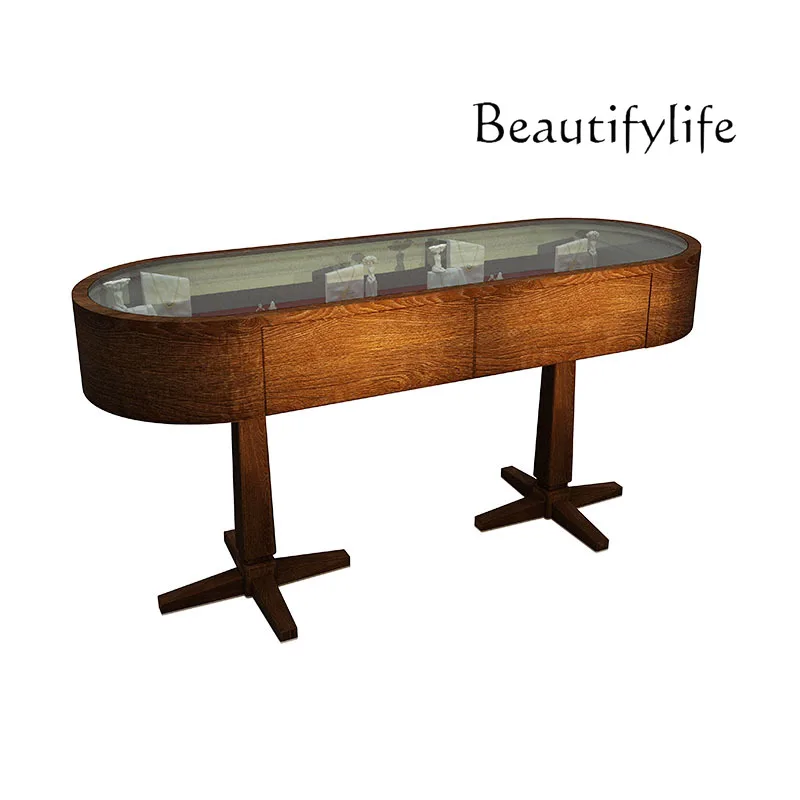 Oval Multifunctional Jewelry Jewelry Store Nakajima Cabinet Movable Glass Display Solid Wood Counter
Oval Multifunctional Jewelry Jewelry Store Nakajima Cabinet Movable Glass Display Solid Wood Counter