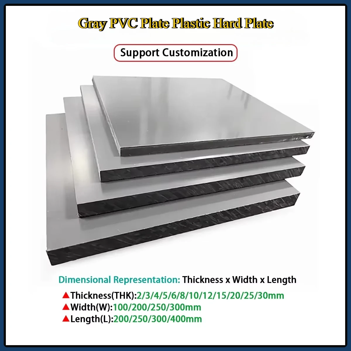 Gray PVC Plate, Plastic Hard Plate, Acid Alkali Resistant Corrosion-Resistant , Thk 2/3/4/5/6/8/10/12/15/20/25/30mm
Gray PVC Plate, Plastic Hard Plate, Acid Alkali Resistant Corrosion-Resistant , Thk 2/3/4/5/6/8/10/12/15/20/25/30mm