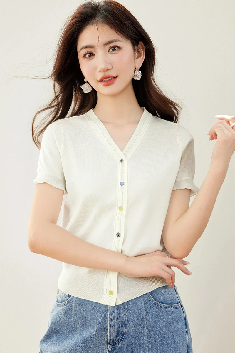 2025 Summer Women's Knitted Cardigan - Elegant Oversized Short Sleeve Open Front Sweater Solid Color Slim Fit Casual Cover-Up
2025 Summer Women's Knitted Cardigan - Elegant Oversized Short Sleeve Open Front Sweater Solid Color Slim Fit Casual Cover-Up