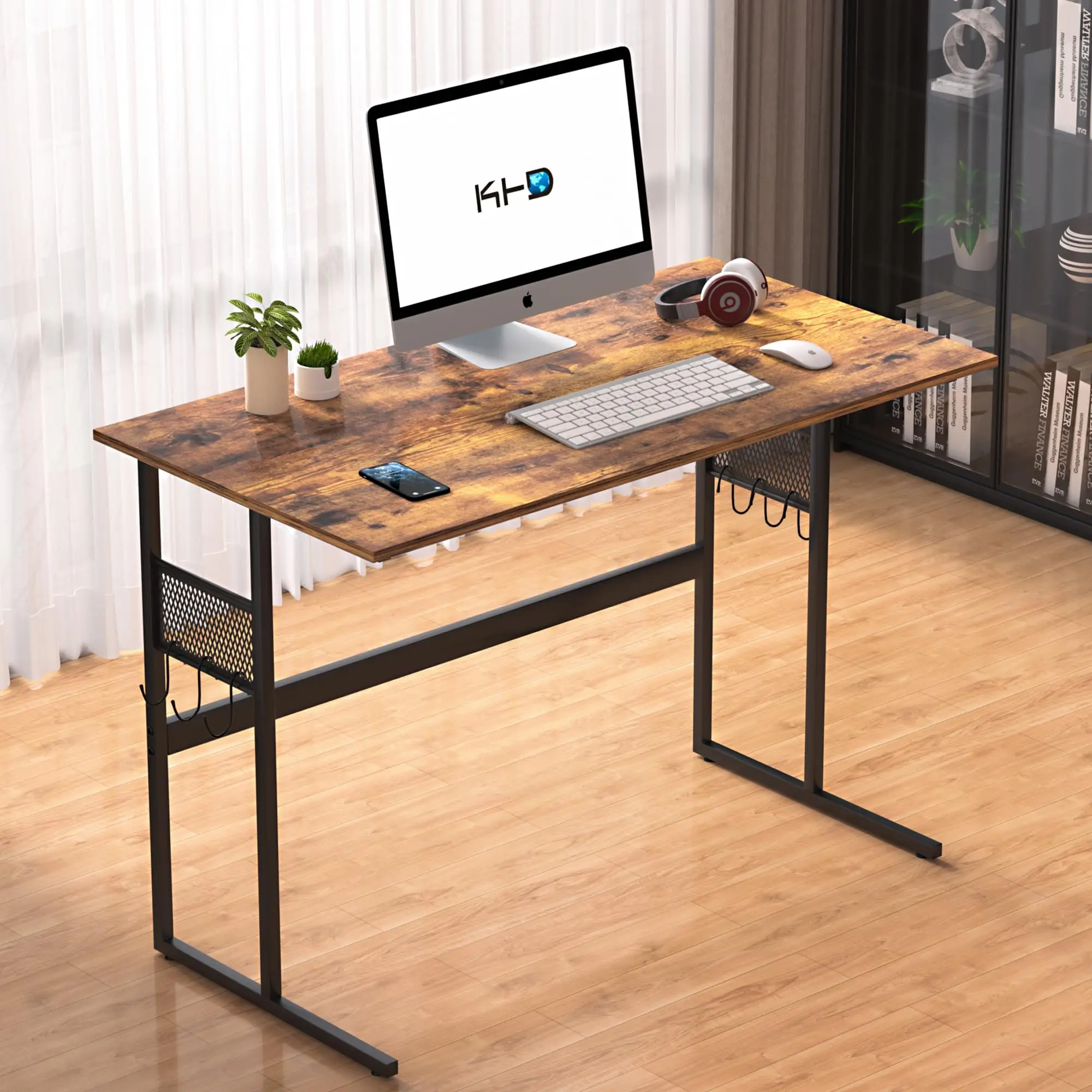 Retro Brown Wooden Top Steel Frame Computer Desk For Home Office Work
Retro Brown Wooden Top Steel Frame Computer Desk For Home Office Work