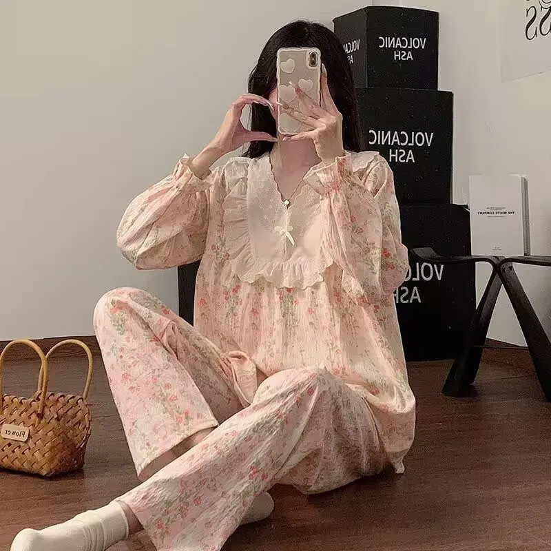 Пижамные костюмы для девочек, женские комплекты домашней одежды, одежда, хлопковая домашняя одежда с облаком, весенняя одежда для сна, кружевная рубашка принцессы, топы + брюки, 2 шт.
Пижамные костюмы для девочек, женские комплекты домашней одежды, одежда, хлопковая домашняя одежда с облаком, весенняя одежда для сна, кружевная рубашка принцессы, топы + брюки, 2 шт.