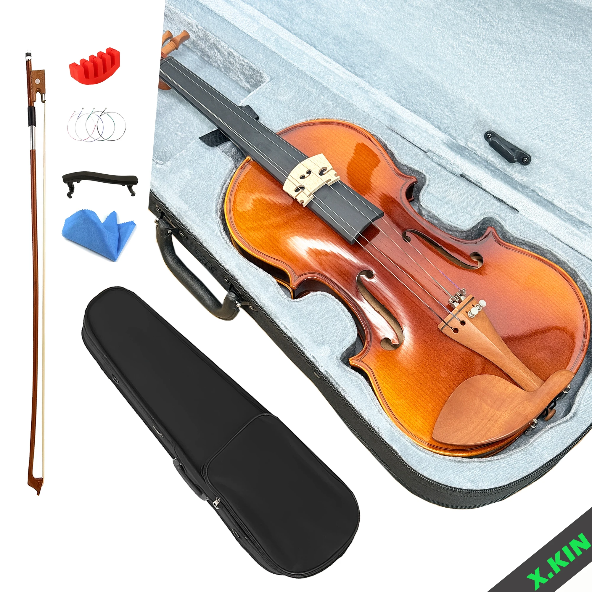 4/4 Violin One-Piece Flamed Maple Back Handmade Solid Wood Violin Full Set for Beginners with Hard Case, Bow, Shoulder Rest
4/4 Violin One-Piece Flamed Maple Back Handmade Solid Wood Violin Full Set for Beginners with Hard Case, Bow, Shoulder Rest