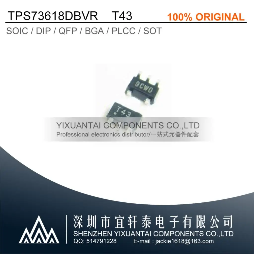 STOCK 10pcs/Lot TPS73618DBVR TPS73618DBV TPS73618D Marking:T43 TPS73618 IC REG LINEAR 1.8V 400MA SOT23-5 New
STOCK 10pcs/Lot TPS73618DBVR TPS73618DBV TPS73618D Marking:T43 TPS73618 IC REG LINEAR 1.8V 400MA SOT23-5 New