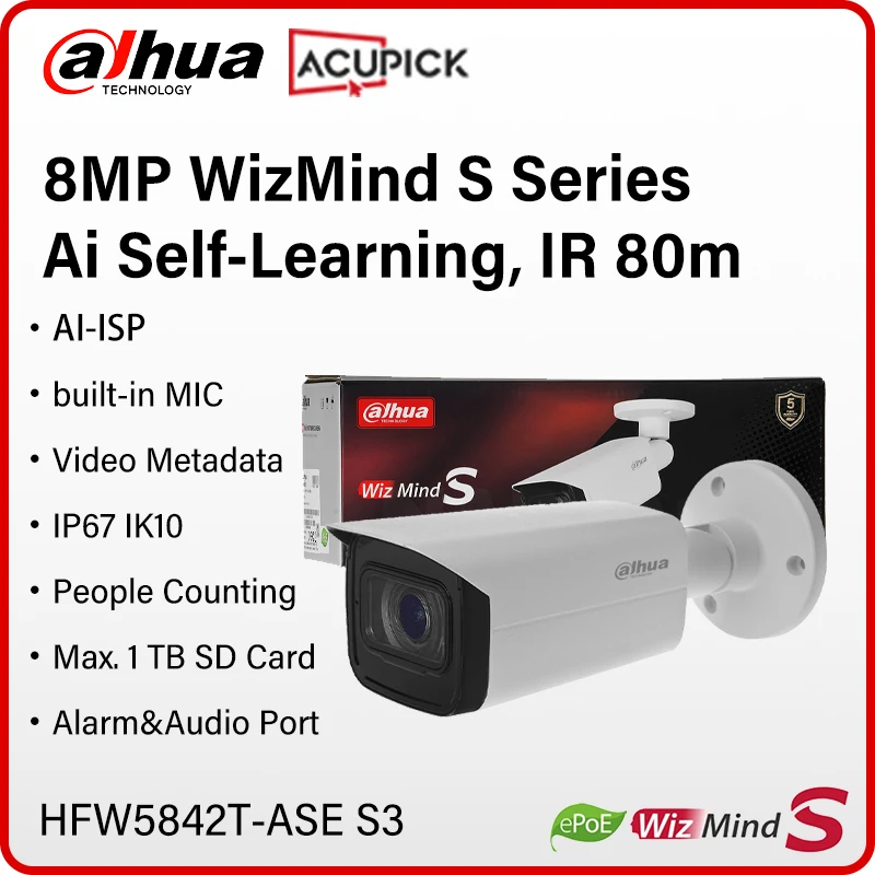 Dahua WizMind 8MP Ai Camera AcuPick Self-Learning People Counting 4K Security CCTV IR 80m Sound Detection EPTZ HFW5842T-ASE S3
Dahua WizMind 8MP Ai Camera AcuPick Self-Learning People Counting 4K Security CCTV IR 80m Sound Detection EPTZ HFW5842T-ASE S3