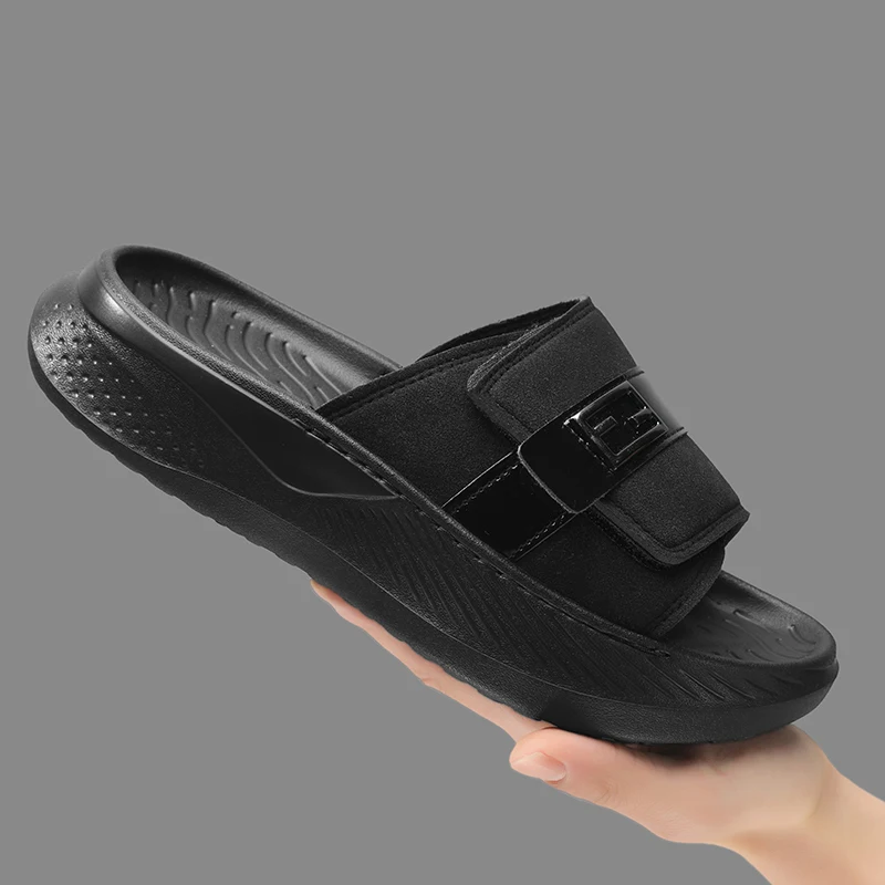Men Summer Thick Sole Driving Slides, Height Boost Beach One-Strap Slippers
Men Summer Thick Sole Driving Slides, Height Boost Beach One-Strap Slippers