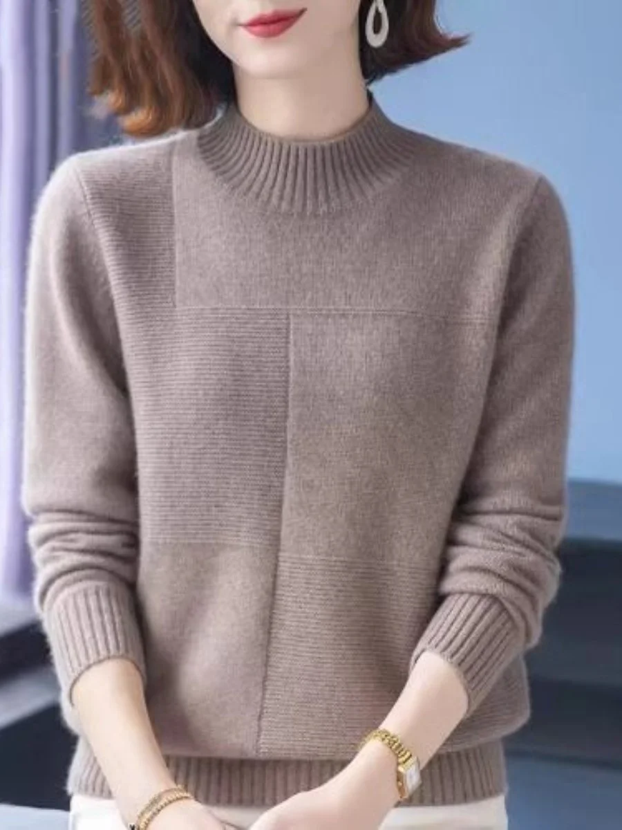 Thick Knitted Sweater Inner Wear Casual Long Sleeve Half High Collar Women's Autumn Winter Slimming Warm Base Layer Set
Thick Knitted Sweater Inner Wear Casual Long Sleeve Half High Collar Women's Autumn Winter Slimming Warm Base Layer Set