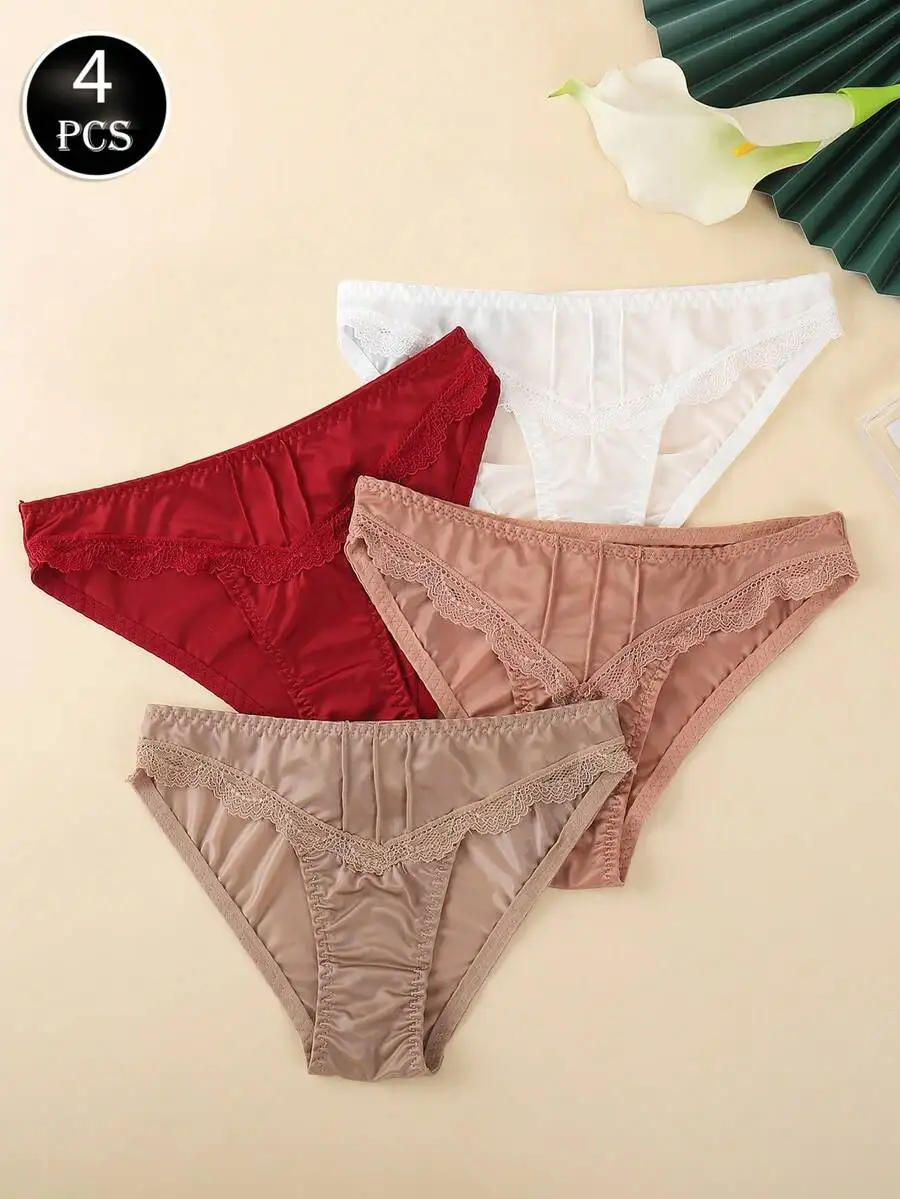 4 Pcs Seamless Low-Waist Lace Briefs For Women
4 Pcs Seamless Low-Waist Lace Briefs For Women