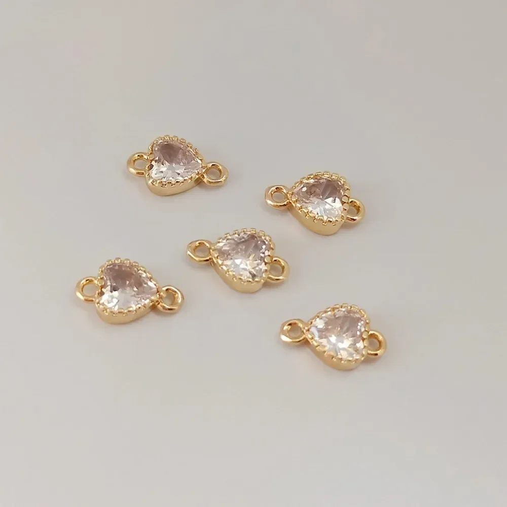 14K Gold-plated and Zircon Heart-shaped Double Pendant 10*6mm, Connecting Bracelet, Diy Zirconia Earrings Accessory
14K Gold-plated and Zircon Heart-shaped Double Pendant 10*6mm, Connecting Bracelet, Diy Zirconia Earrings Accessory