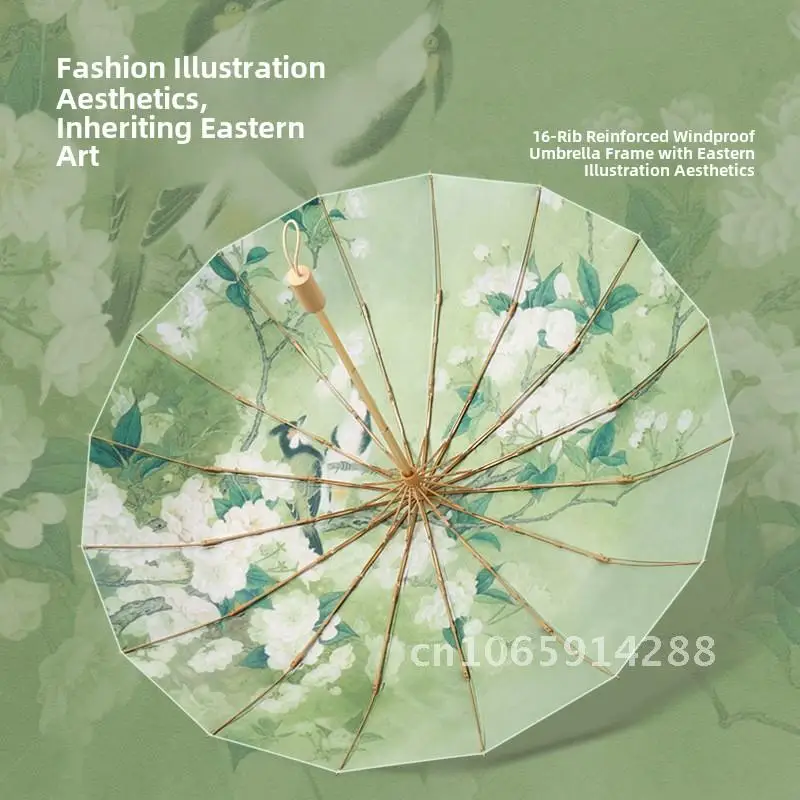16-Bone Three-Fold Sun Umbrella UV Protection Retro Dual-Use Sunscreen Gel Glued Fabric Green Yellow Banana Spring Peony Designs
16-Bone Three-Fold Sun Umbrella UV Protection Retro Dual-Use Sunscreen Gel Glued Fabric Green Yellow Banana Spring Peony Designs