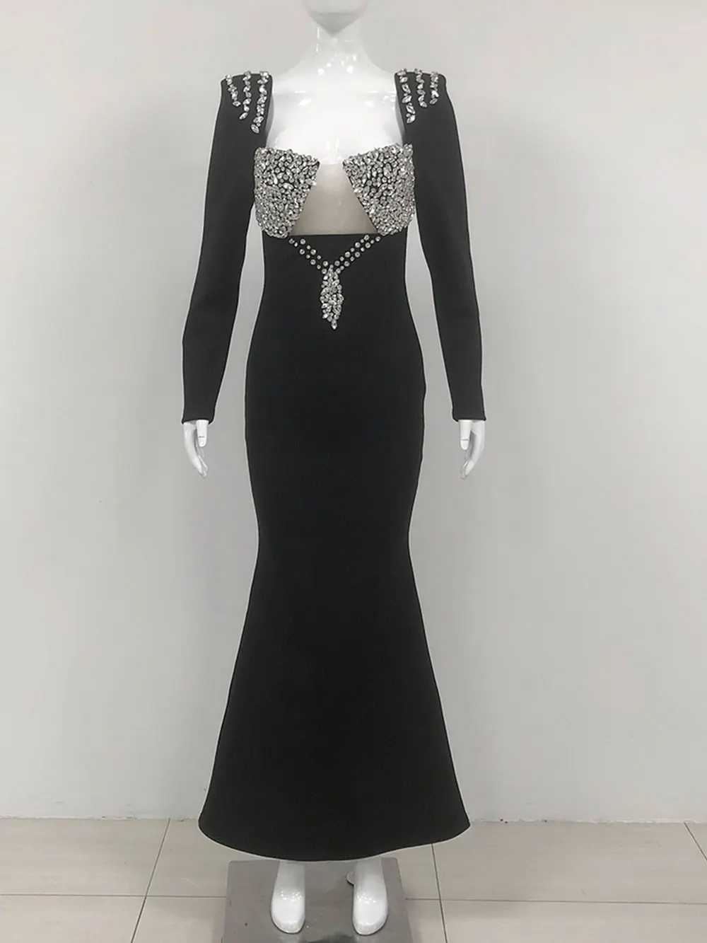 Elegant Light Luxury Nail Diamond Tail Dress Women Long Sleeve Bodycon Bandage Dress Celebrity Evening Party Long Dress Vestidos
Elegant Light Luxury Nail Diamond Tail Dress Women Long Sleeve Bodycon Bandage Dress Celebrity Evening Party Long Dress Vestidos