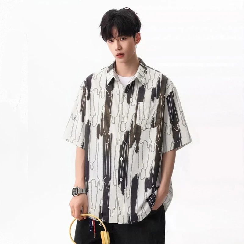 Men Women Casual Short Sleeve Shirt Abstract Striped Print Loose Fit Summer Beach Blouse
Men Women Casual Short Sleeve Shirt Abstract Striped Print Loose Fit Summer Beach Blouse