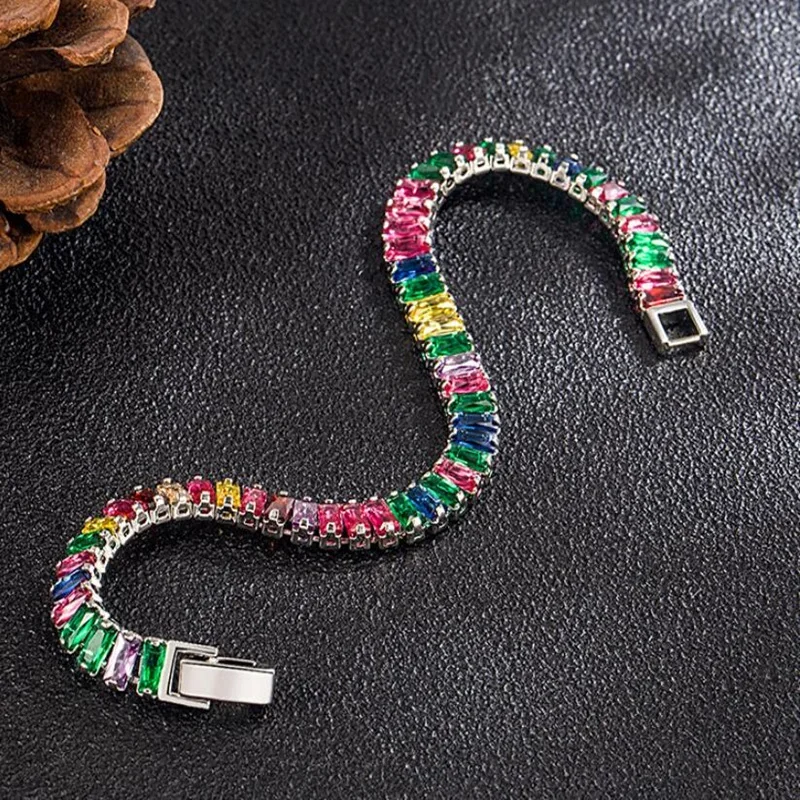 925 Sterling Silver Bracelet Chain Light Luxury Color Crystal Hand Jewelry For Women Charm Wedding Gift Girl Party 18cm
925 Sterling Silver Bracelet Chain Light Luxury Color Crystal Hand Jewelry For Women Charm Wedding Gift Girl Party 18cm