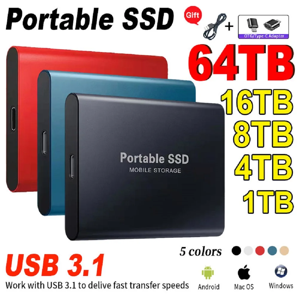 Original Portable SSD 1TB USB 3.1 High-speed Mobile Solid State Drive Type-C External Hard Disk Storage Device for Mac Laptop
Original Portable SSD 1TB USB 3.1 High-speed Mobile Solid State Drive Type-C External Hard Disk Storage Device for Mac Laptop