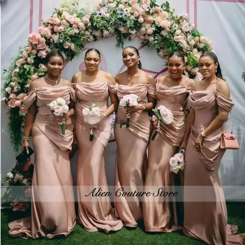 Off Shoulder Bridesmaid Dresses Mermaid Boat Neck Pleated Wedding Party Dress Sweep Train Maid Of Honor Customized
Off Shoulder Bridesmaid Dresses Mermaid Boat Neck Pleated Wedding Party Dress Sweep Train Maid Of Honor Customized
