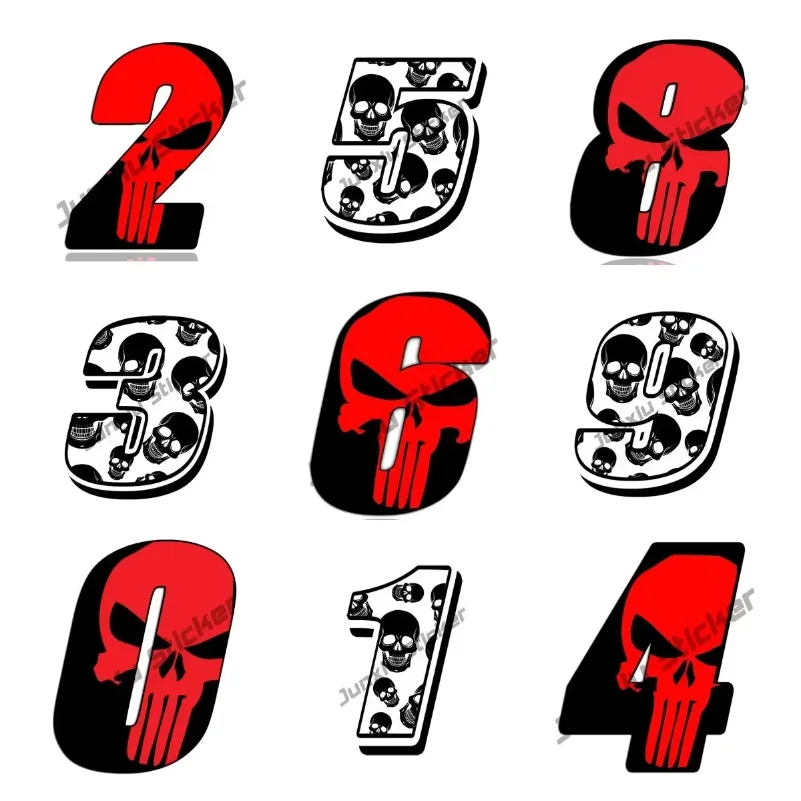 Numbers 0123456789 Skull Racing Car Sticker Decal for Car Windows Sports Racing Motorcycle Waterproof PVC Car Accessories Decor
Numbers 0123456789 Skull Racing Car Sticker Decal for Car Windows Sports Racing Motorcycle Waterproof PVC Car Accessories Decor