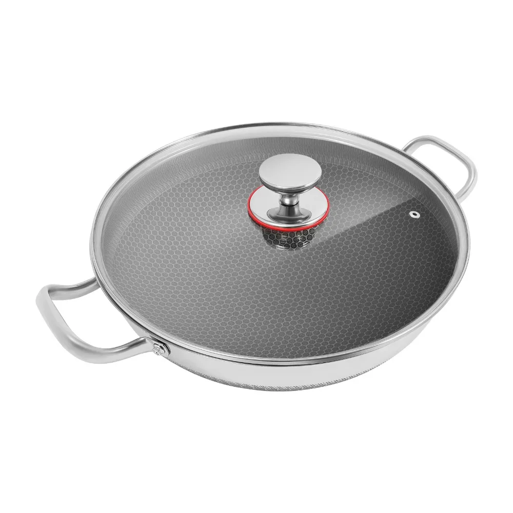 13-Inch Non Stick Frying Pans with Lid, Stainless Steel Large Skillets, Hybird Induction Cooking Pan for Frying, Sauteing
13-Inch Non Stick Frying Pans with Lid, Stainless Steel Large Skillets, Hybird Induction Cooking Pan for Frying, Sauteing