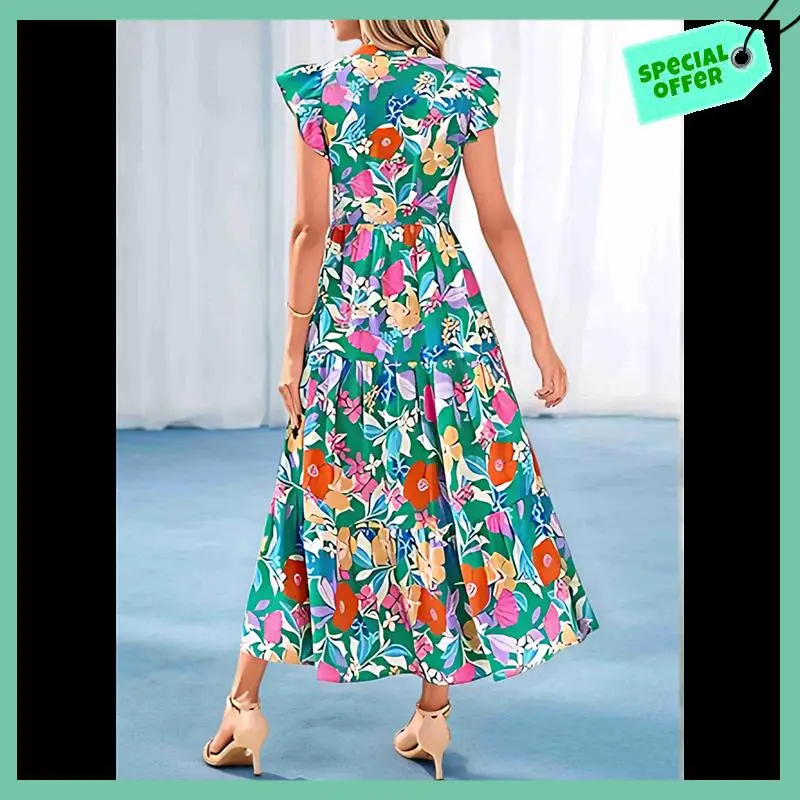 Sturdy Women's 2025 Summer Floral Midi Dress Cap Sleeve V Neck Ruffle Long Flowy Boho Casual Beach Vacation Dresses
Sturdy Women's 2025 Summer Floral Midi Dress Cap Sleeve V Neck Ruffle Long Flowy Boho Casual Beach Vacation Dresses