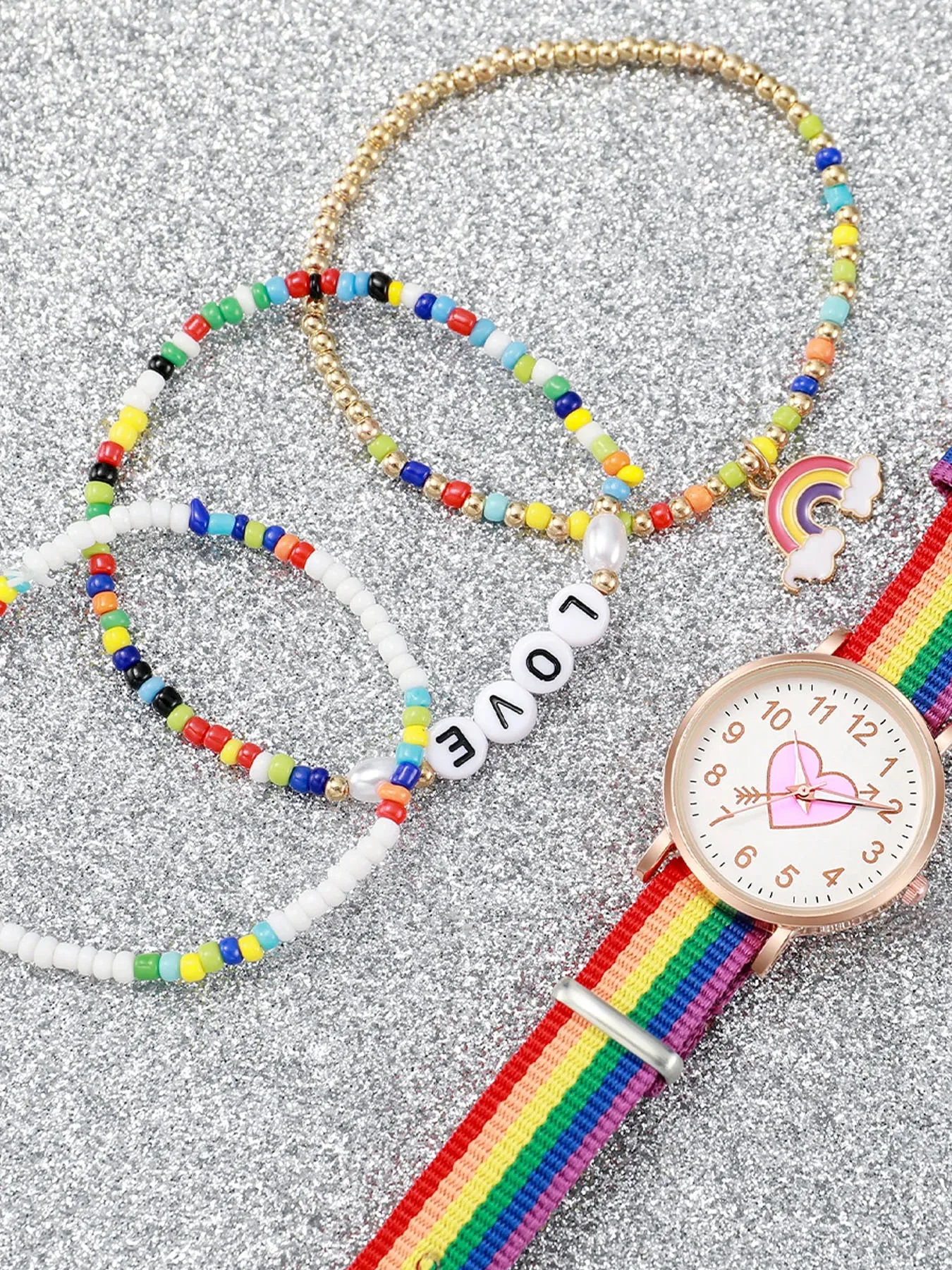 4pcs Rainbow band glow in the dark watch for female students, style for middle and high school students, simple color watch
4pcs Rainbow band glow in the dark watch for female students, style for middle and high school students, simple color watch