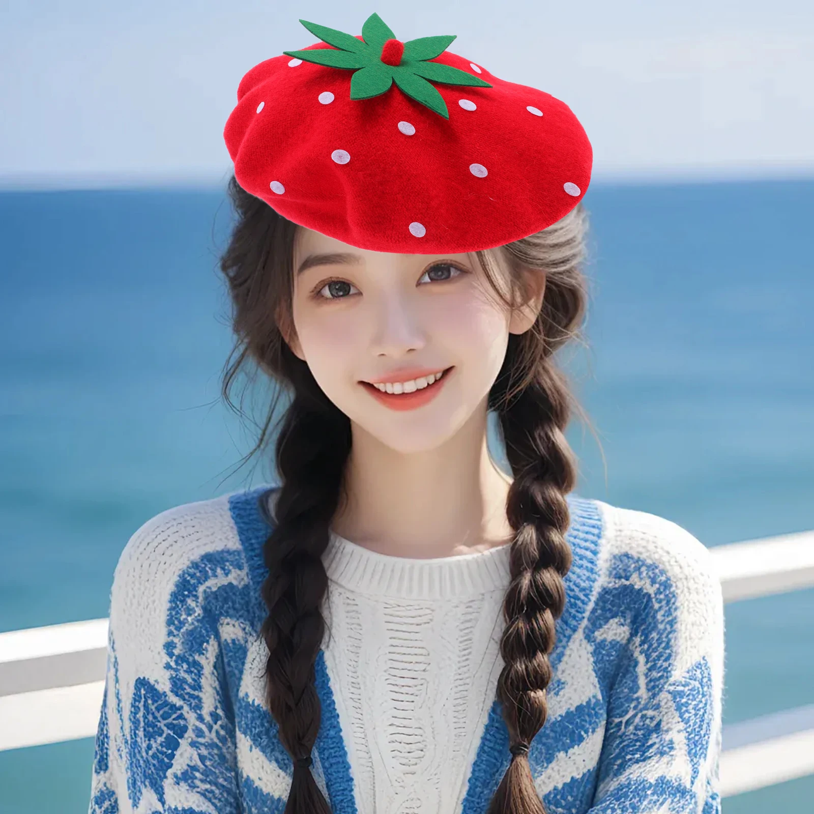 Strawberry Beret Hat Women Wool Blend Adorable Shape Headwear Party Kawaii Hats Stylish Artist Caps Trendy Novelties
Strawberry Beret Hat Women Wool Blend Adorable Shape Headwear Party Kawaii Hats Stylish Artist Caps Trendy Novelties