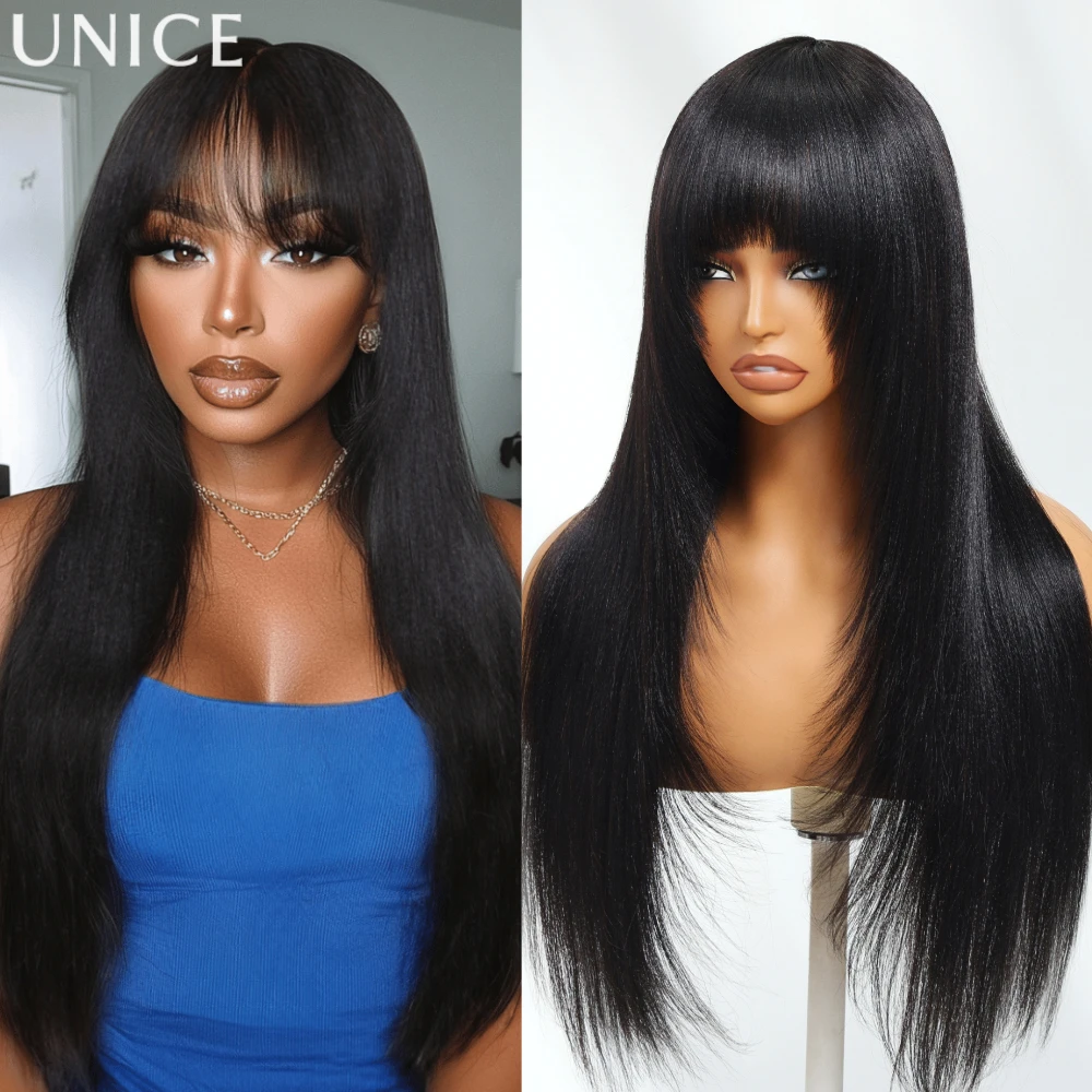 UNice Layered Cut Yaki Straight Wig With Wispy Bangs 100% Human Hair Glueless Wig Full Machine Made Wigs
UNice Layered Cut Yaki Straight Wig With Wispy Bangs 100% Human Hair Glueless Wig Full Machine Made Wigs
