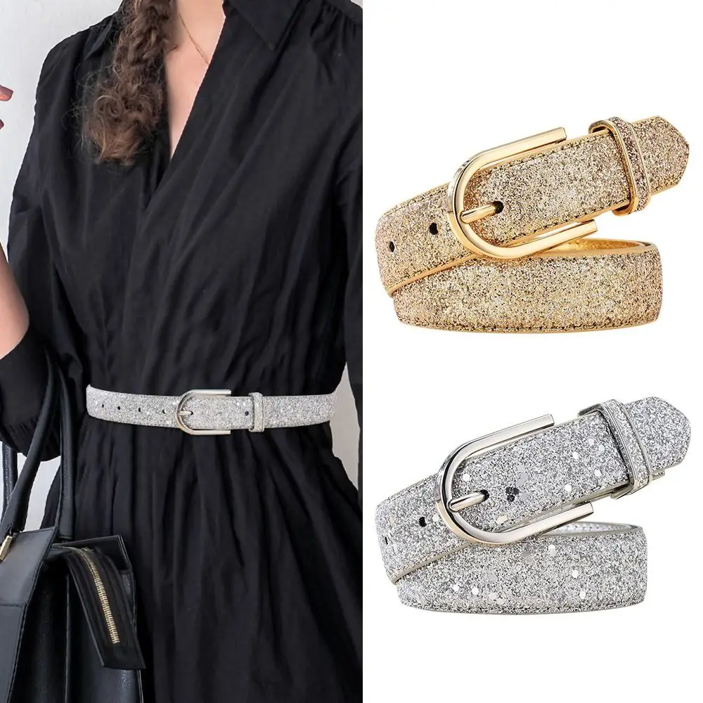 Women Vintage Casual Glitter Leather Belt Pin Buckle Waistband Gold Silver Waist Strap Trouser Dress Belts
Women Vintage Casual Glitter Leather Belt Pin Buckle Waistband Gold Silver Waist Strap Trouser Dress Belts