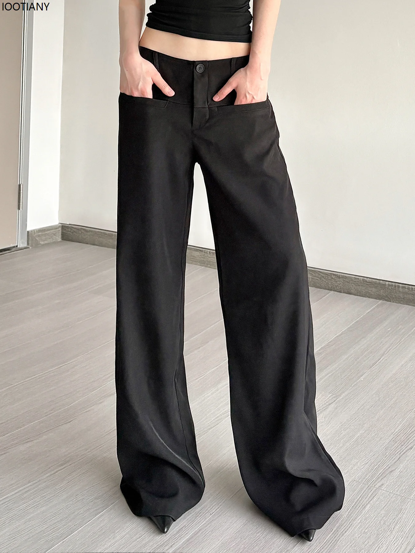 Women's Casual Black Suit Pants Summer Street Versatile Low Waist Straight Pants Korean Style Solid Color Pocket Loose Trousers
Women's Casual Black Suit Pants Summer Street Versatile Low Waist Straight Pants Korean Style Solid Color Pocket Loose Trousers