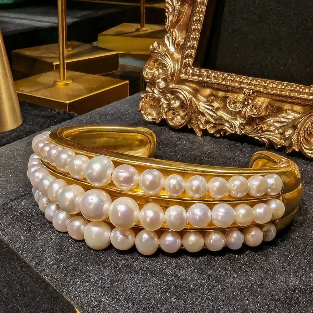 Natural Fresh Water Pearl Handmade Open Bangle For Women Bride Wedding Luxury Jewelry
Natural Fresh Water Pearl Handmade Open Bangle For Women Bride Wedding Luxury Jewelry