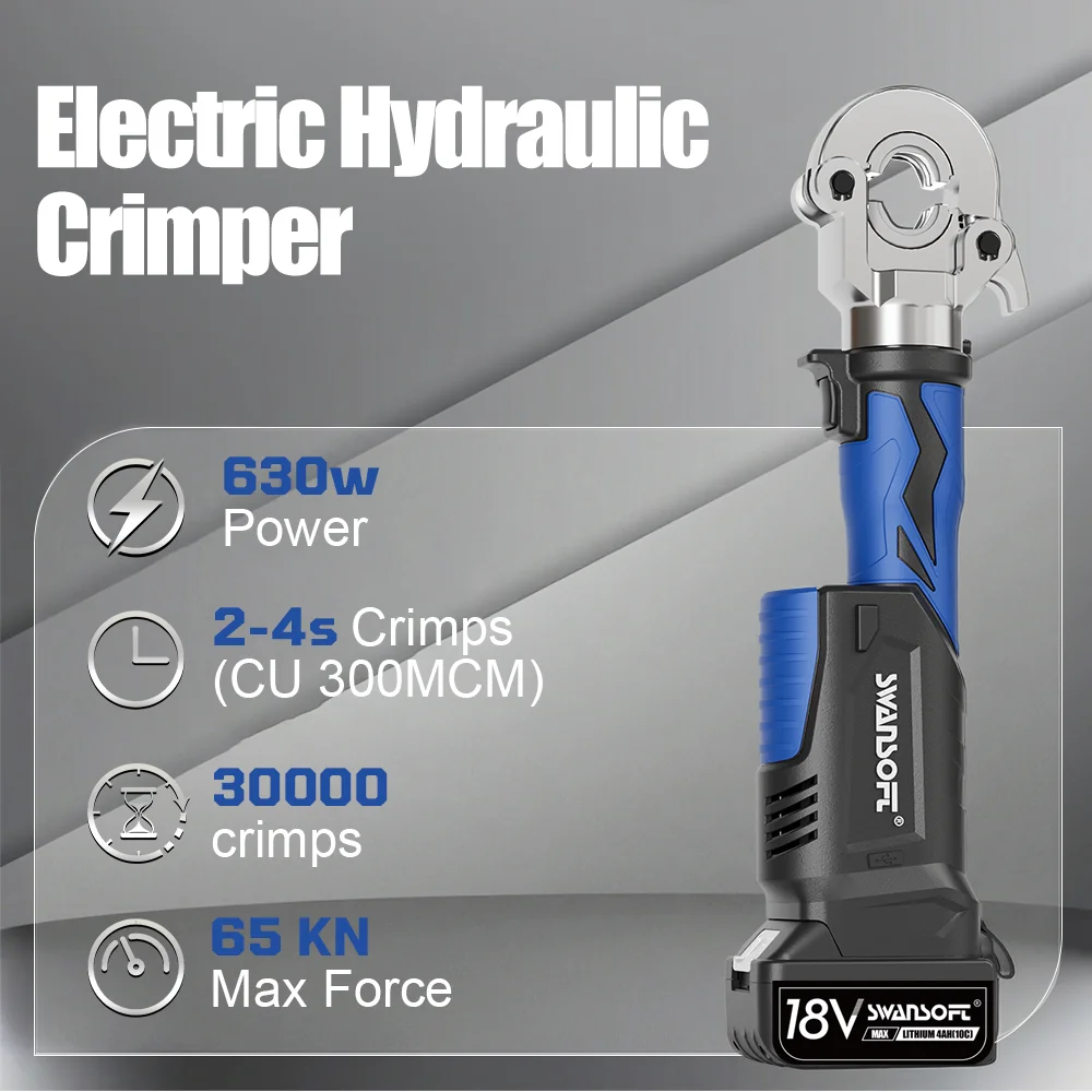 SWANSOFT 600B Electric Hydraulic Crimping Tool 6Ton 6AWG-600MCM Wire Crimper for Copper Aluminum Cable Lugs Crimping Tool Kit with 11 Dies
SWANSOFT 600B Electric Hydraulic Crimping Tool 6Ton 6AWG-600MCM Wire Crimper for Copper Aluminum Cable Lugs Crimping Tool Kit with 11 Dies