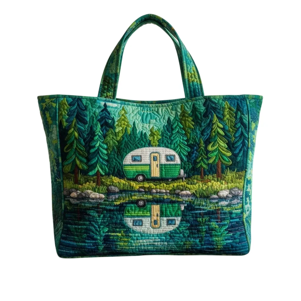 Green Forest Lake Quilted Tote Bag Nature Inspired Reusable Grocery Bag Sturdy Shoulder Handbag for Outdoor Activities
Green Forest Lake Quilted Tote Bag Nature Inspired Reusable Grocery Bag Sturdy Shoulder Handbag for Outdoor Activities