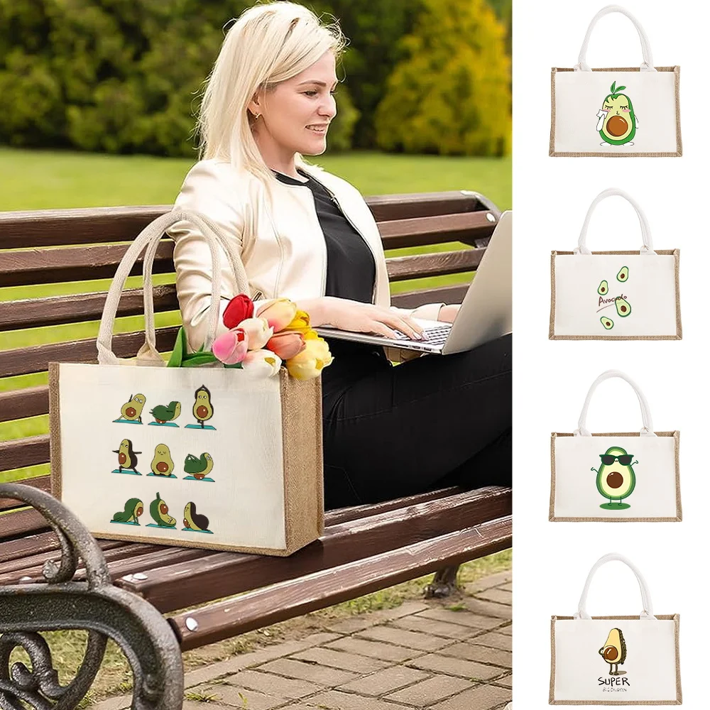 Reusable Jute Burlap Shopping Bag Handbags for Women Grocery Eco Bag Female Tote Bag Cloth Shopper Bag Purse Avocado Print
Reusable Jute Burlap Shopping Bag Handbags for Women Grocery Eco Bag Female Tote Bag Cloth Shopper Bag Purse Avocado Print