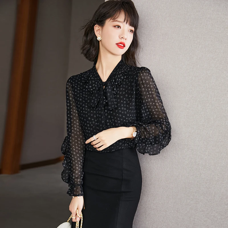 2024 Spring Fall Fashion Long Sleeves Women Blouse Letters Printing Chiffon Thin Soft Lady Shirts
2024 Spring Fall Fashion Long Sleeves Women Blouse Letters Printing Chiffon Thin Soft Lady Shirts