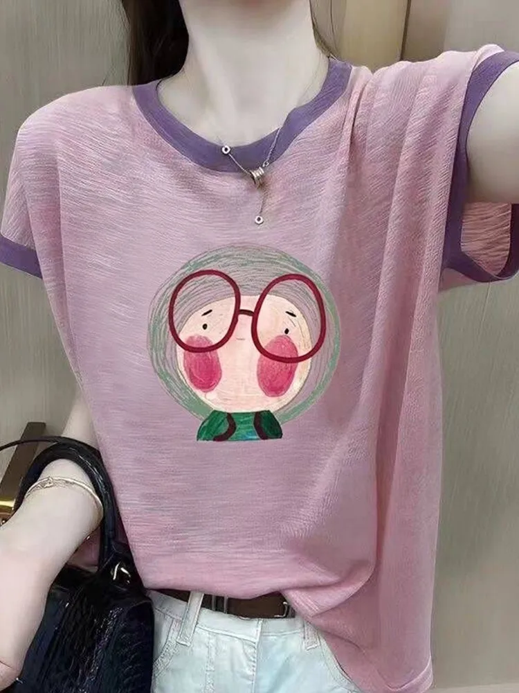 Свободная утягивающая футболка с принтом Ice Silk ort Sve, женская летняя модная молодежная круглая футболка Ne Thin Sle, корейская версия Casua...
Свободная утягивающая футболка с принтом Ice Silk ort Sve, женская летняя модная молодежная круглая футболка Ne Thin Sle, корейская версия Casua...