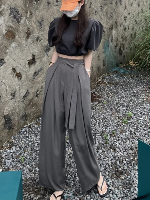 High Waist Casual Wide Leg Pants Women's Loose Slimming Pleated Design Drapey Floor-Length Trousers Korean Style Commute
High Waist Casual Wide Leg Pants Women's Loose Slimming Pleated Design Drapey Floor-Length Trousers Korean Style Commute