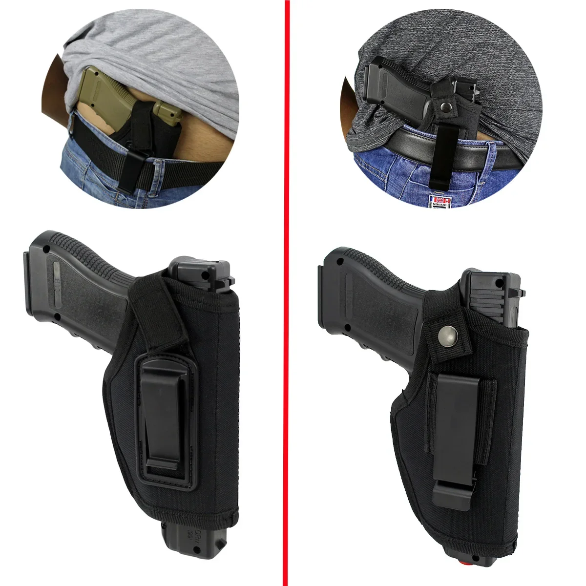 IWB/OWB Gun Holster Pistol Fit: Glock 19 17 26 - Taurus G2C G3C - Sig Sauer P320 - S&W M&P 9mm / 40 / 45 / 380 - Ruger
IWB/OWB Gun Holster Pistol Fit: Glock 19 17 26 - Taurus G2C G3C - Sig Sauer P320 - S&W M&P 9mm / 40 / 45 / 380 - Ruger