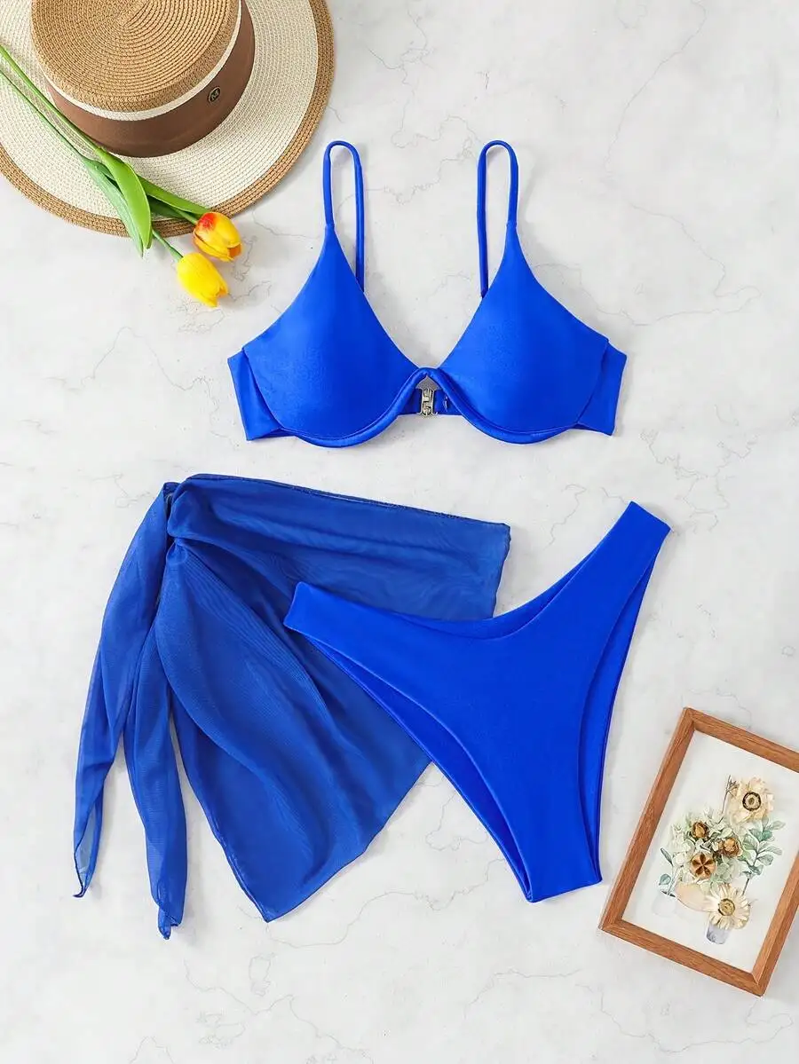 Womens Blue Push-Up Bikini Set With High-Cut Triangle Bottoms And Mesh Skirt
Womens Blue Push-Up Bikini Set With High-Cut Triangle Bottoms And Mesh Skirt
