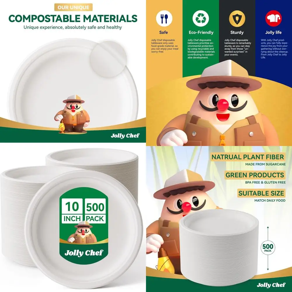 Eco-Friendly Heavy Duty 10 Inch Plates - 500 Pack, Biodegradable Paper Plates Made from Bagasse, Ideal for Hot & Cold Foods, Par
Eco-Friendly Heavy Duty 10 Inch Plates - 500 Pack, Biodegradable Paper Plates Made from Bagasse, Ideal for Hot & Cold Foods, Par