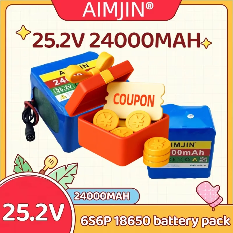 New 6S6P battery pack 25.2v 24000MAh Battery 18650 Lithium- ion Battery 24V Portable Backup Power with 20A BMS
New 6S6P battery pack 25.2v 24000MAh Battery 18650 Lithium- ion Battery 24V Portable Backup Power with 20A BMS
