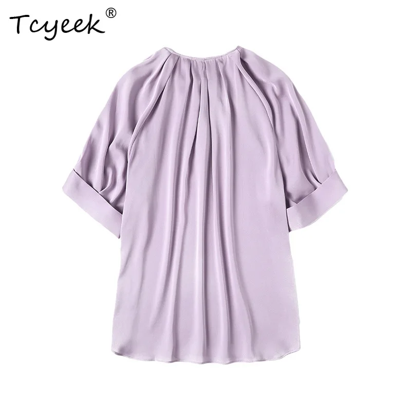 Tcyeek 100% Real Mulberry Silk Short Sleeve Tee High End Round Neck Lightweight Taro Purple Tops for Woman Футболка Женская
Tcyeek 100% Real Mulberry Silk Short Sleeve Tee High End Round Neck Lightweight Taro Purple Tops for Woman Футболка Женская