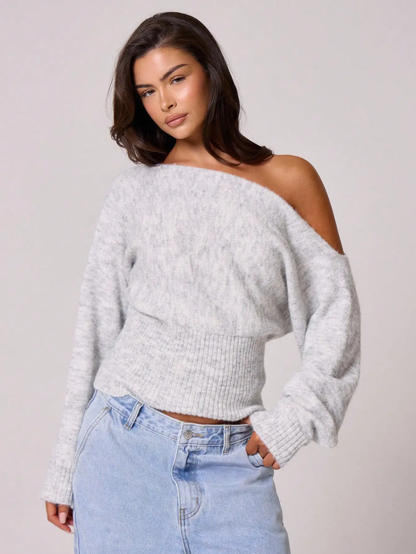 Fluffy Knit Asymmetrical Shoulder Cropped Sweater For Women
Fluffy Knit Asymmetrical Shoulder Cropped Sweater For Women
