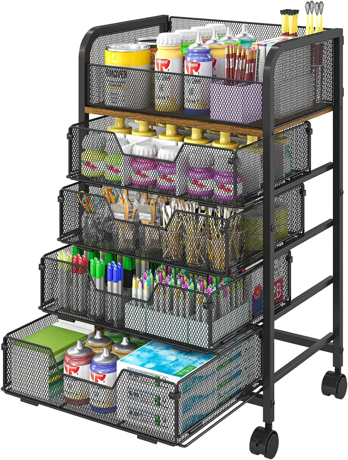 5-Tier Rolling Storage Cart with Lockable Wheels, Drawers & DIY Dividers for Craft, Office & Home Organization
5-Tier Rolling Storage Cart with Lockable Wheels, Drawers & DIY Dividers for Craft, Office & Home Organization