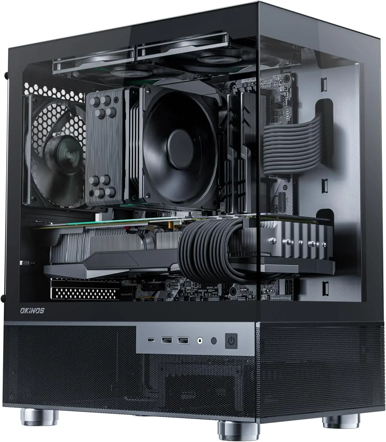 Micro ATX PC Case with 3 Pre-Installed Fans, Tempered Glass Front & Side Panels, Type-C Port, Black - Efficient Cooling Design
Micro ATX PC Case with 3 Pre-Installed Fans, Tempered Glass Front & Side Panels, Type-C Port, Black - Efficient Cooling Design