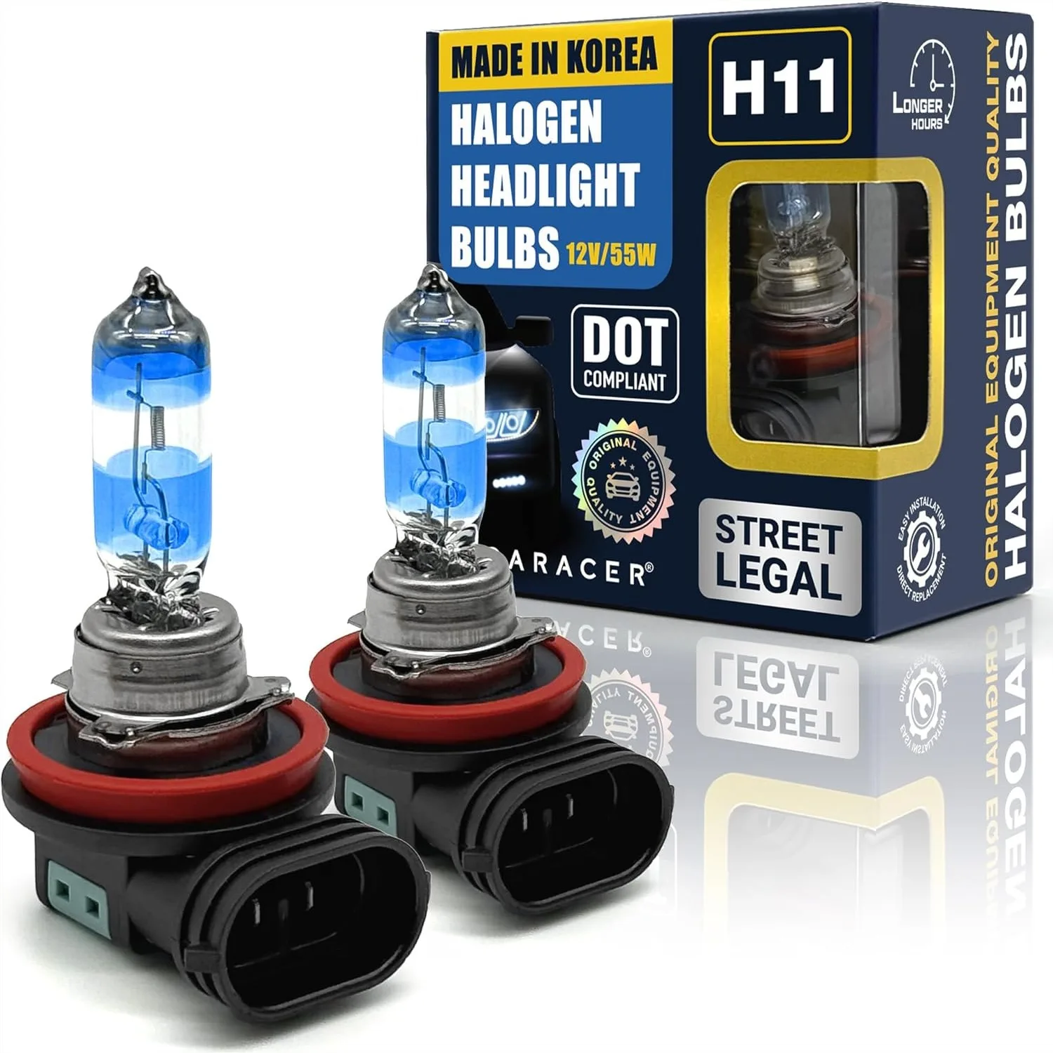Mega Racer H11 Halogen Headlight Bulb Low Beam 12V 55W Pack of 2 Plug & Play for Car Replacement
Mega Racer H11 Halogen Headlight Bulb Low Beam 12V 55W Pack of 2 Plug & Play for Car Replacement