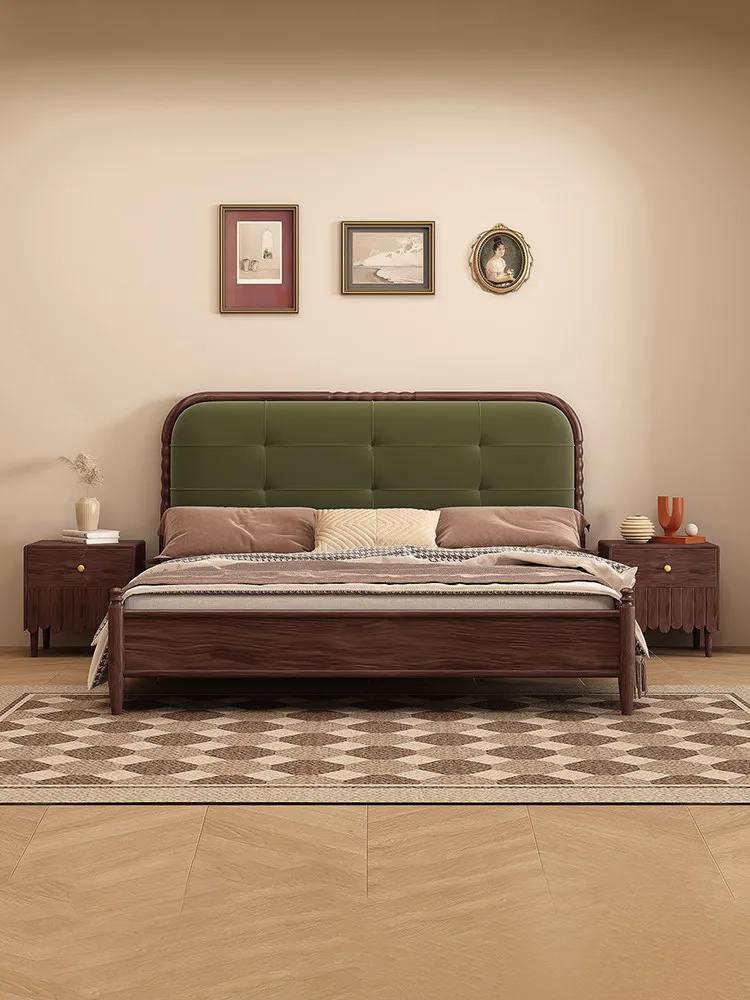 #Boho Chic Solid Wood Bed Dark Green Upholstered Headboard Tufted Design for Hotel Home Bedroom Furniture King-size
#Boho Chic Solid Wood Bed Dark Green Upholstered Headboard Tufted Design for Hotel Home Bedroom Furniture King-size