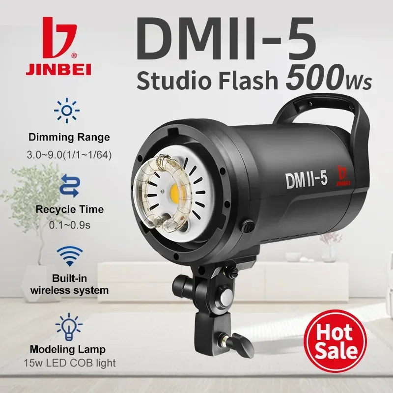 JINBEI DMII-5 500W Studio Flash Light 110V 220V 2.4G Built-in Wireless Studio Photography Lighting Bowens Mount Strobe Lamp
JINBEI DMII-5 500W Studio Flash Light 110V 220V 2.4G Built-in Wireless Studio Photography Lighting Bowens Mount Strobe Lamp