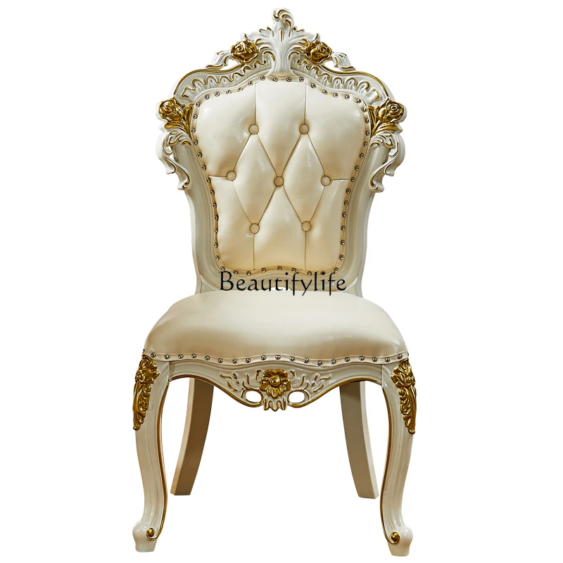European dining chair all solid wood double-sided carved dining chair gold-painted silver
European dining chair all solid wood double-sided carved dining chair gold-painted silver