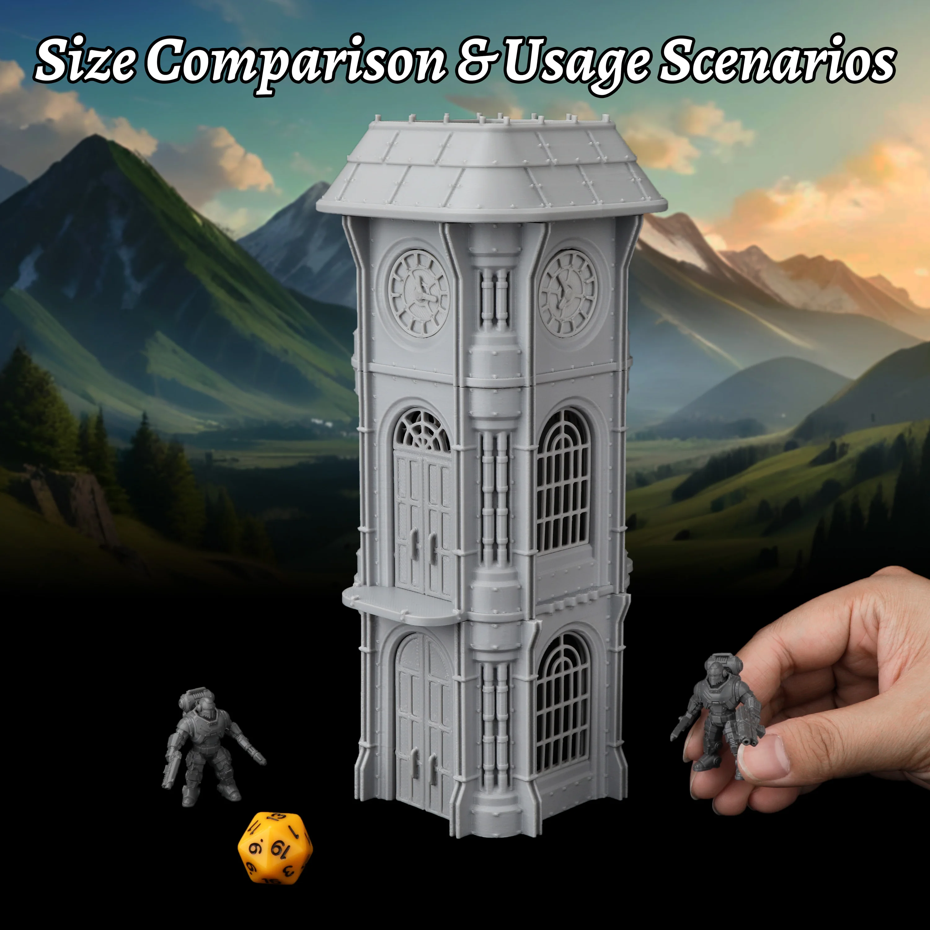 RPG Clock Tower Miniature Terrain — Ideal for Bustling Town & Metropolis Scenarios, Key RPG Accessory, Collectible Gift
RPG Clock Tower Miniature Terrain — Ideal for Bustling Town & Metropolis Scenarios, Key RPG Accessory, Collectible Gift