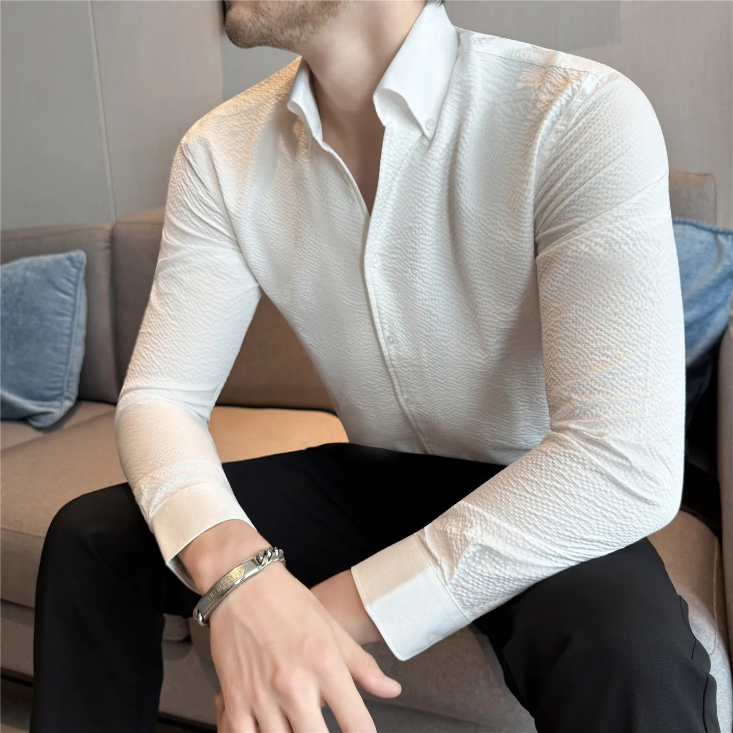 Men's Premium Bubble Textured Waffle Knit V - Neck Long - Sleeve Shirt Men's Slim-fit Daily Commute White Shirt Long Sleeve
Men's Premium Bubble Textured Waffle Knit V - Neck Long - Sleeve Shirt Men's Slim-fit Daily Commute White Shirt Long Sleeve
