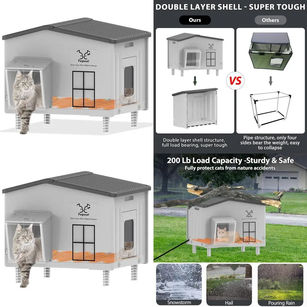 Durable Waterproof Outdoor Heated Cat Shelter, Insulated for Winter, Suitable for Feral Cats, 22x17x19.7 inches
Durable Waterproof Outdoor Heated Cat Shelter, Insulated for Winter, Suitable for Feral Cats, 22x17x19.7 inches